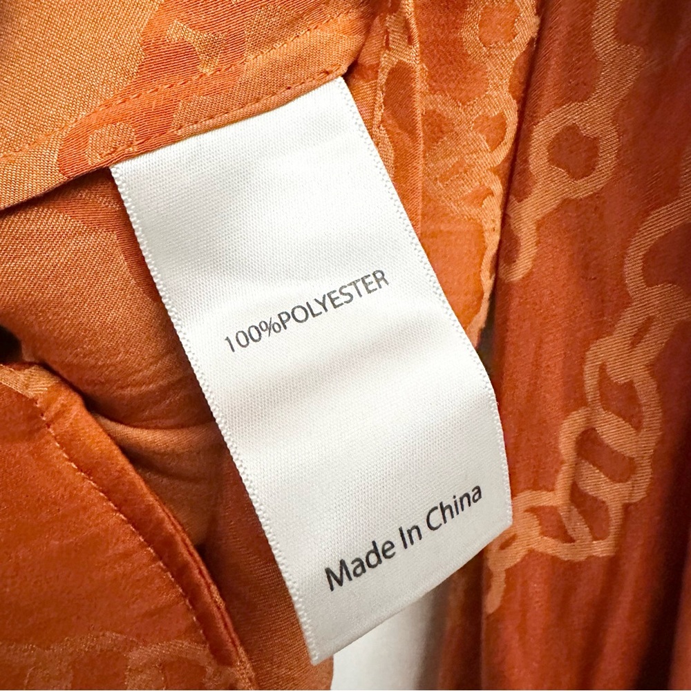 L’AGENCE Chain Print Blouson Sleeve Button Front Blouse In Rust Size Small - Picture 4 of 5
